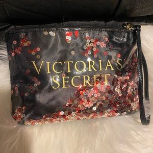 Victoria’s Secret small see-through front sequin make-up bag. New